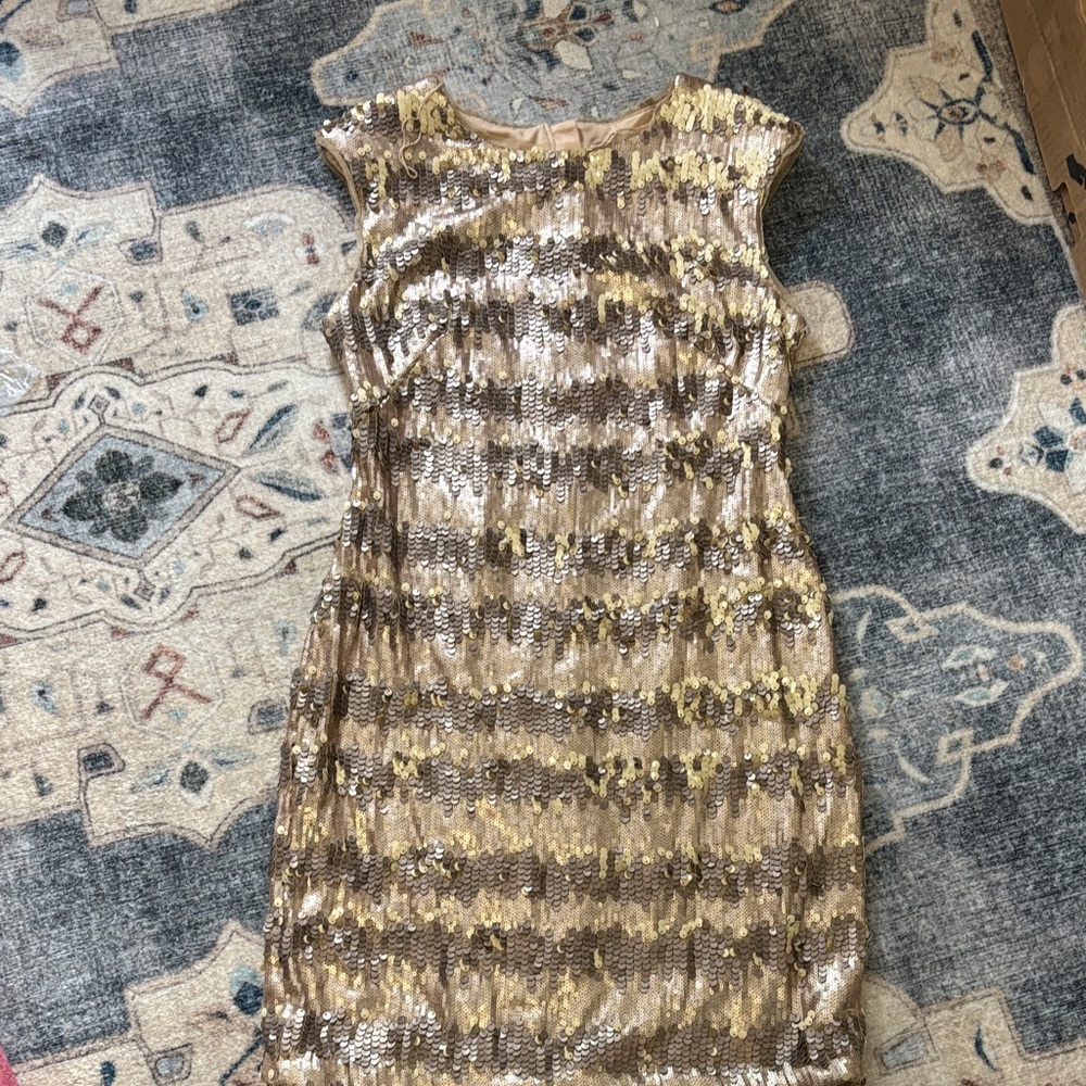 Adrianna Papell Gold and Silver Sequin Mini Dress, size 4